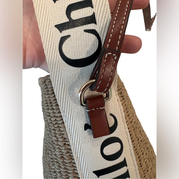 Woody small leather-trimmed raffia basket bag - Picture 6 of 7